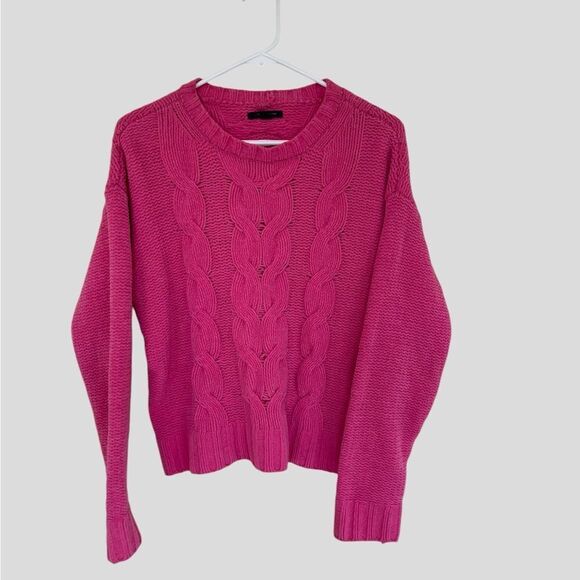 American Eagle Cable Knit Crew Neck Sweater Pink Womens XS - Picture 2 of 5